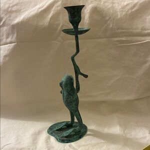 Green Frog Candle Holder